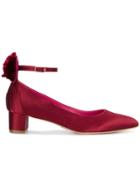 Oscar Tiye Red Satin Mouse 40 Pompom Pumps - Pink & Purple