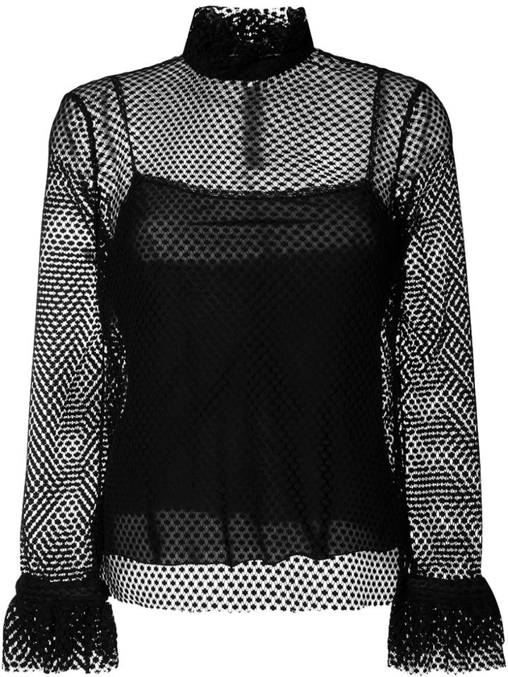 Philosophy Di Lorenzo Serafini Ruffled Net Lace Blouse - Black