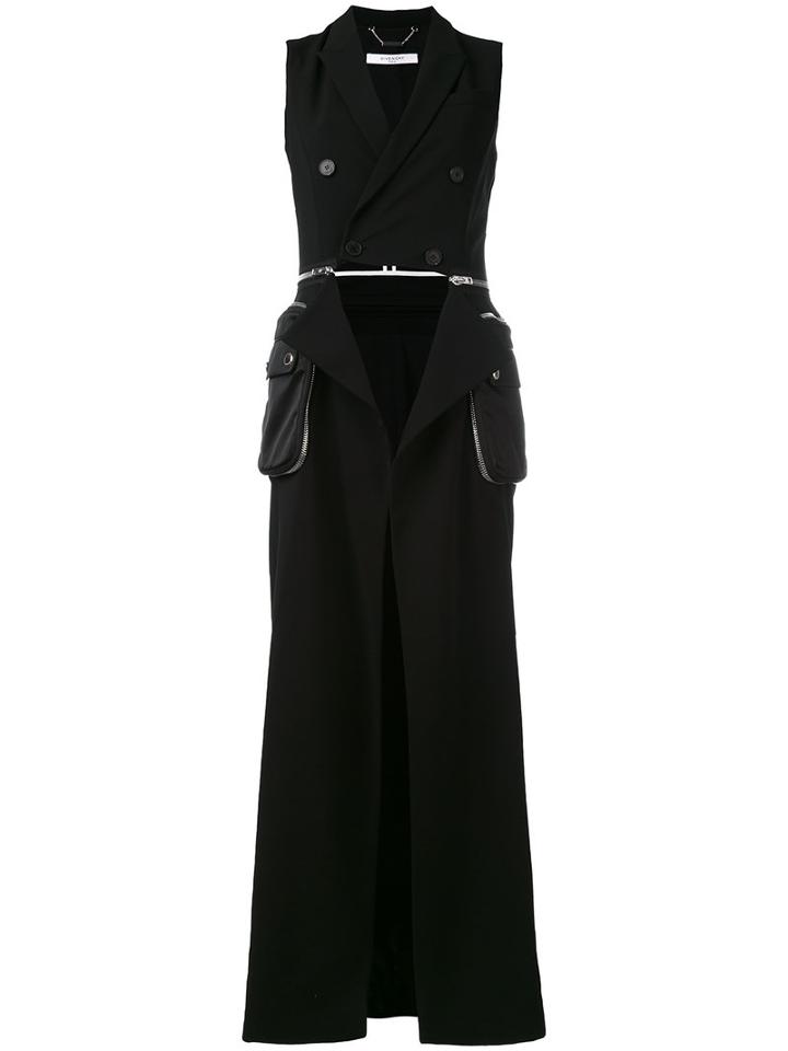 Givenchy - Sleeveless Slit Coat - Women - Silk/polyamide/polyester/wool - 42, Black, Silk/polyamide/polyester/wool