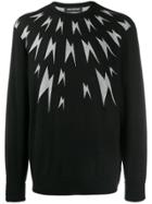 Neil Barrett Thunderbolt Wool Sweater - Black