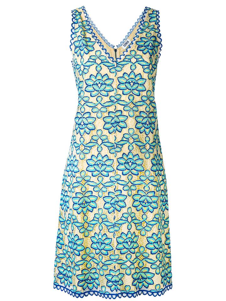 Sonia By Sonia Rykiel - Floral Lace Dress - Women - Cotton/polyamide - 40, Yellow/orange, Cotton/polyamide