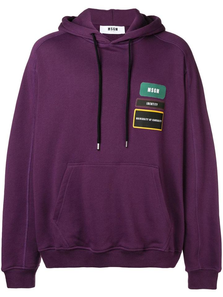 Msgm Logo Printed Hoodie - Pink & Purple