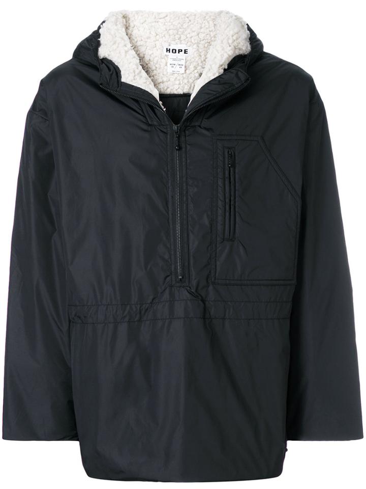 Hope Shearling Lined Hooded Jacket - Black