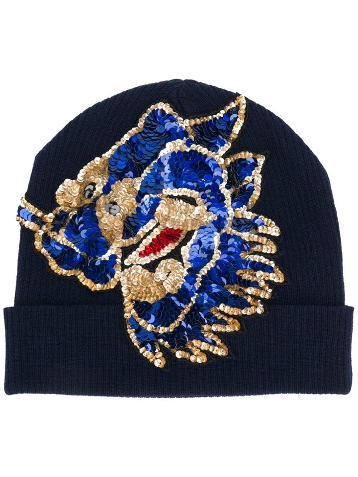 P.a.r.o.s.h. Sequin Embroidered Beanie - Blue