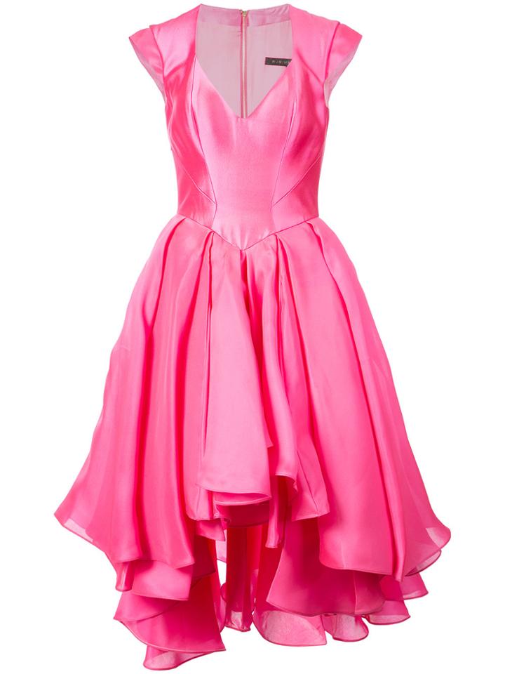 Rubin Singer Flared Sweetheart Gown - Pink & Purple