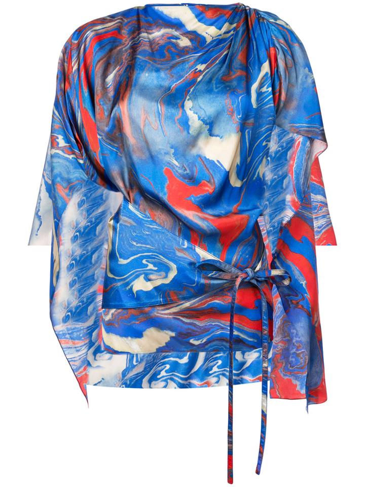 Rosie Assoulin Marble Printed Cape - Blue