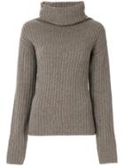 Joseph Roll-neck Ribbed Sweater - Brown