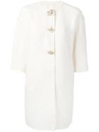 Ermanno Scervino - Embellished-button Coat - Women - Cotton/linen/flax/polyamide/polyester - 38, Women's, White, Cotton/linen/flax/polyamide/polyester