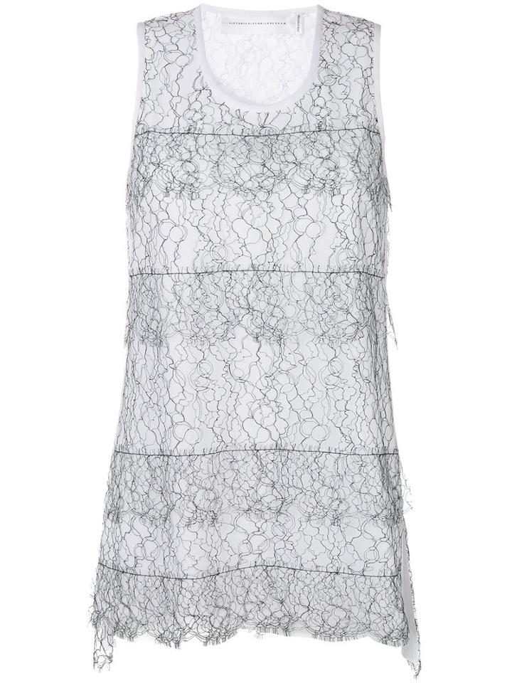 Victoria Victoria Beckham - Tulle Layer Tank - Women - Silk/nylon/polyester - 10, White, Silk/nylon/polyester
