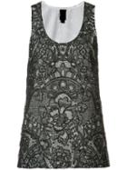 Vera Wang - Scoop Neck Tank Top - Women - Silk/cotton/nylon - 4, Black, Silk/cotton/nylon