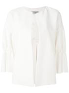 Alberto Biani - Ruffled Sleeves Jacket - Women - Polyester/acetate/triacetate - 42, White, Polyester/acetate/triacetate