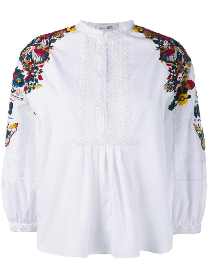 Valentino Embroidered Shirt, Women's, Size: 42, White, Cotton/polyester
