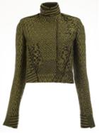 Haider Ackermann Jacquard High Neck Jacket, Women's, Size: 36, Green, Cotton/linen/flax/acrylic/wool