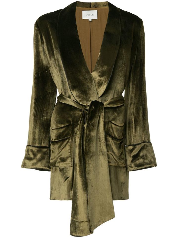 Layeur Barbara Velvet Blazer - Green