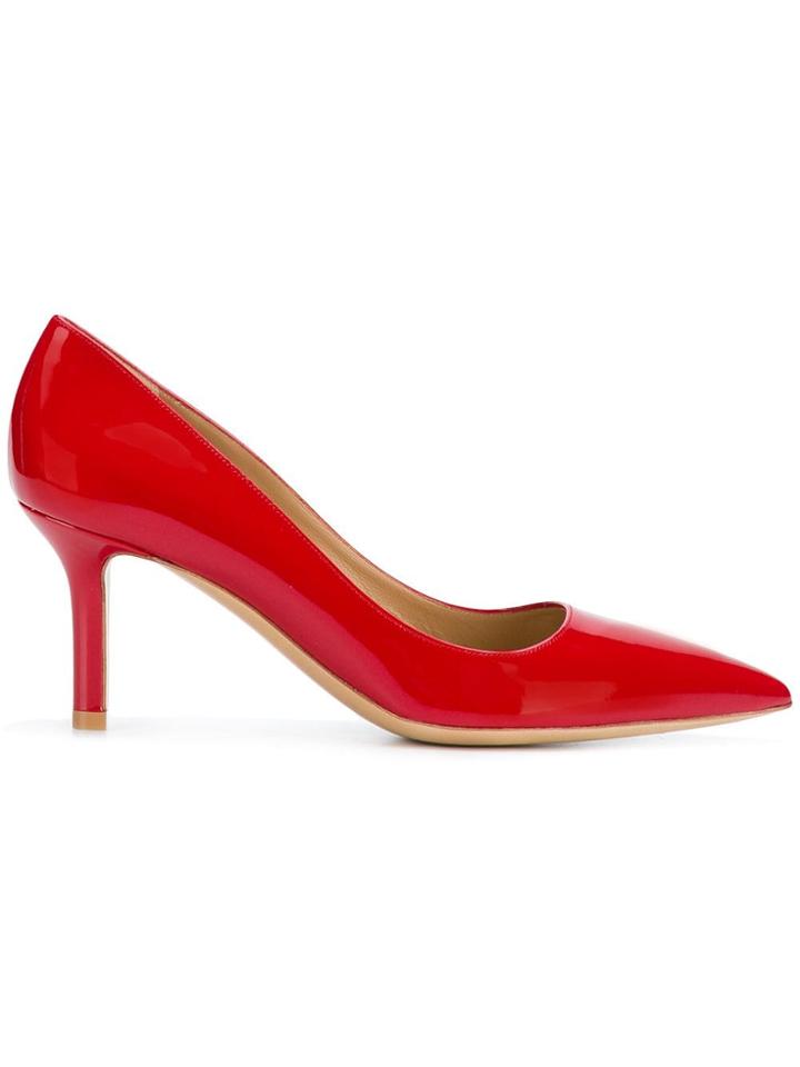 Salvatore Ferragamo Varnished Pointed Pumps - Red