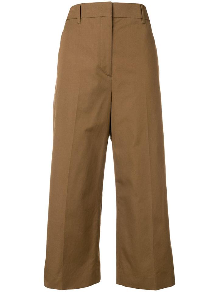 Prada Cropped Woven Trousers - Brown