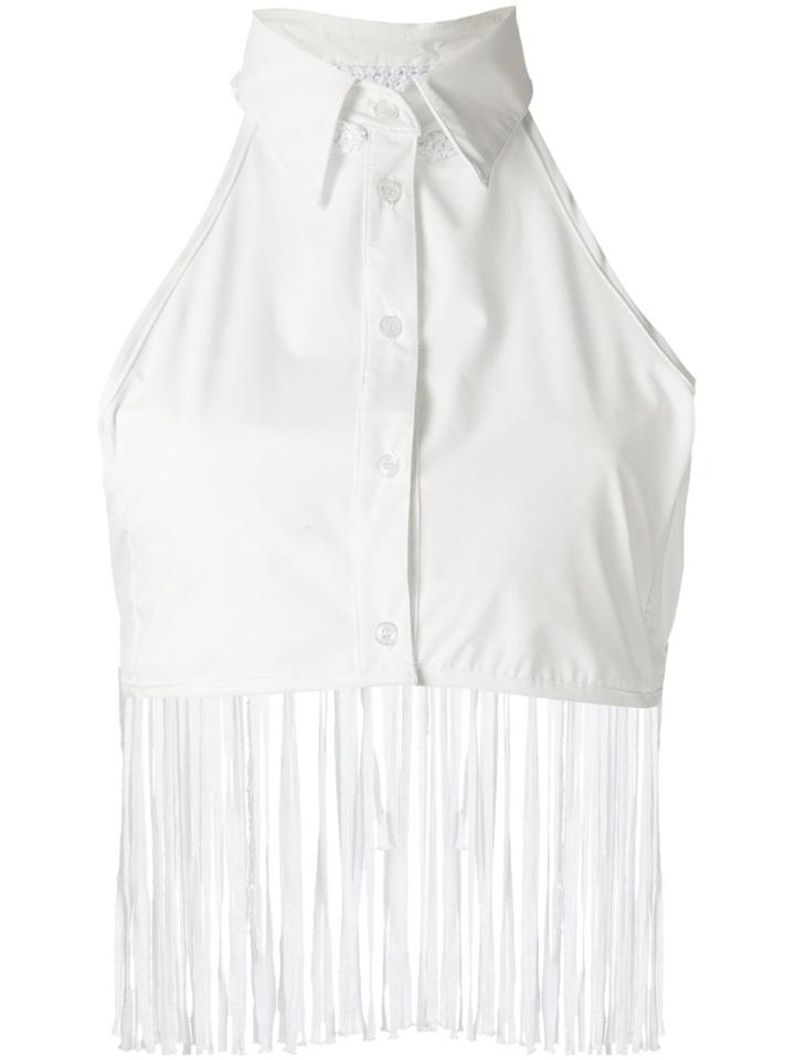 Amir Slama Fringed Detail Bikini Top - White
