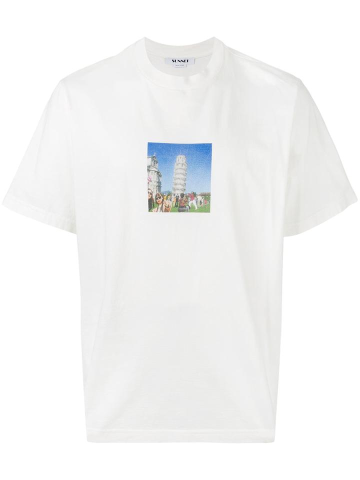 Sunnei - Pisa Tower Print T-shirt - Men - Cotton - S, White, Cotton