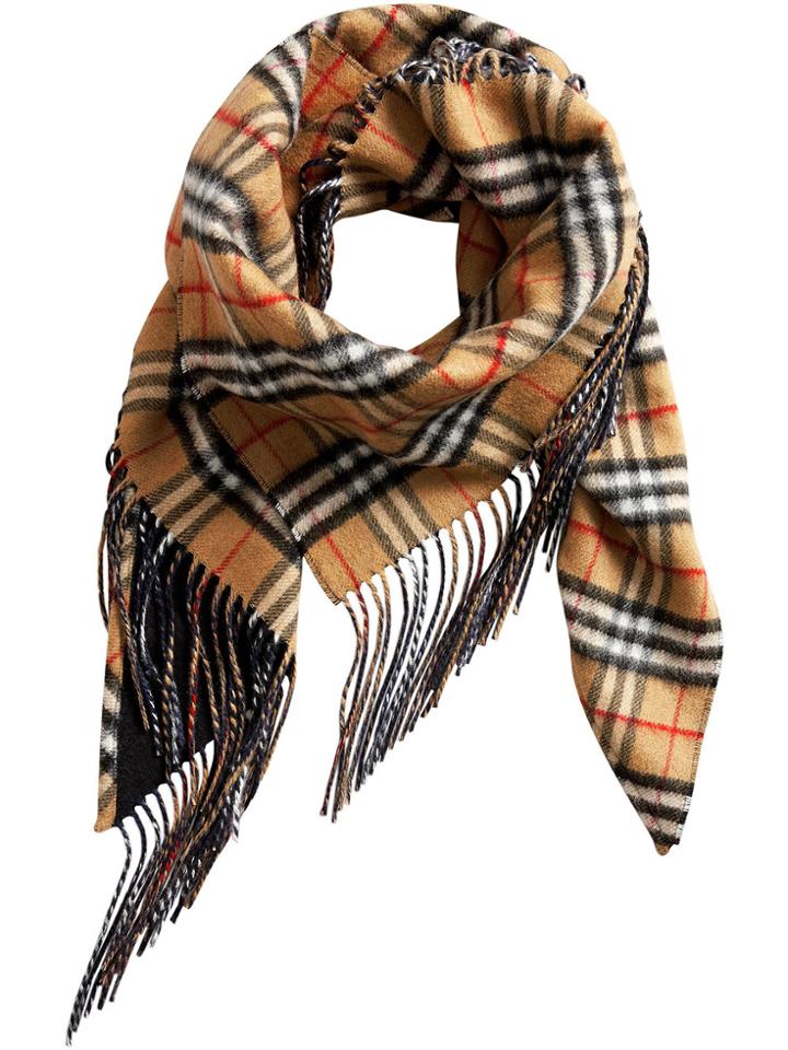Burberry Cashmere Vintage Check Bandana - Blue