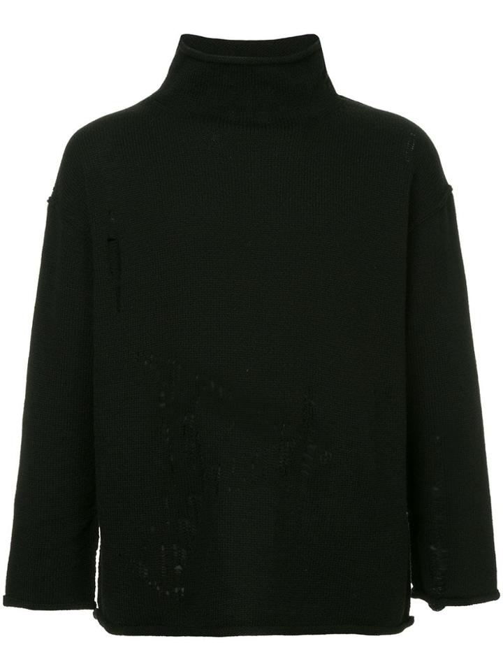Yohji Yamamoto Distressed Knit Sweater - Black