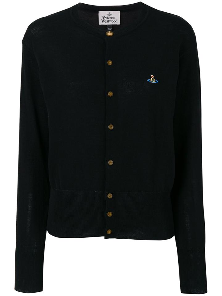 Vivienne Westwood Logo Embroidered Cardigan - Black