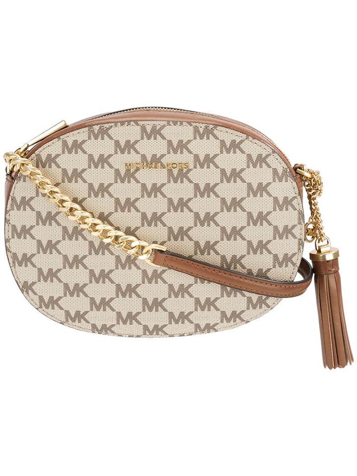 Michael Michael Kors Logo Pattern Cross Body Bag, Women's, Nude/neutrals, Pvc/leather