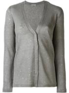 Brunello Cucinelli - V-neck Cardigan - Women - Silk/linen/flax/polyimide - S, Grey, Silk/linen/flax/polyimide