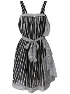 Twin-set Striped Frill Trim Mini Dress - Black