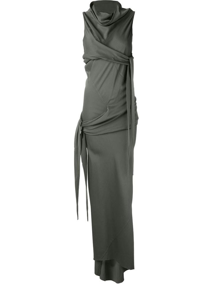 Rick Owens Cadi Stretch Draped Evening Dress