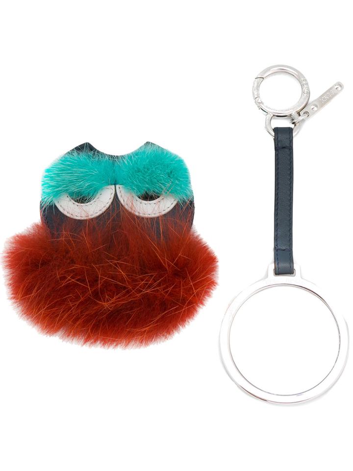 Fendi Monster Mink Fur Keyring - Blue