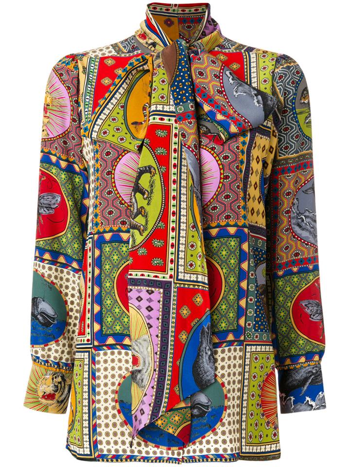 Gucci Print Neck Bow Shirt - Multicolour