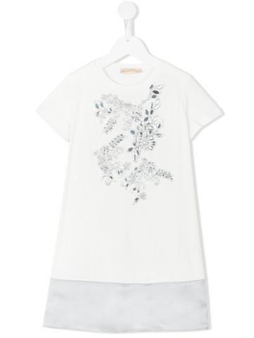 Pamilla Kids - Bejewelled T-shirt Dress - Kids - Cotton/spandex/elastane - 4 Yrs, White
