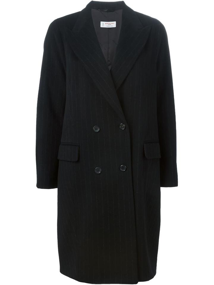 Alberto Biani Pinstripe Oversize Coat, Women's, Size: 42, Black, Viscose/cashmere/virgin Wool