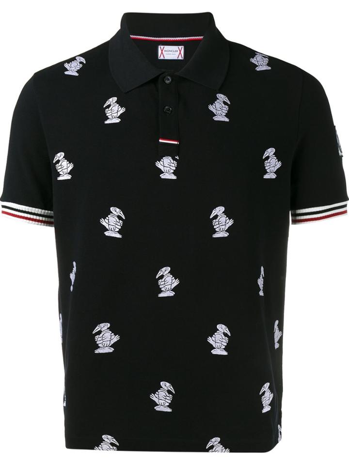 Moncler Gamme Bleu Goose Embroidered Polo Shirt - Blue