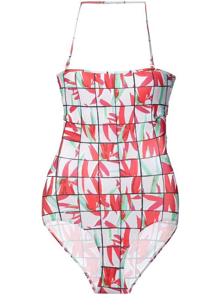 Kenzo Graphic Print Swimsuit, Size: Large, White, Polyamide/spandex/elastane