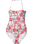 Kenzo Graphic Print Swimsuit, Size: Large, White, Polyamide/spandex/elastane