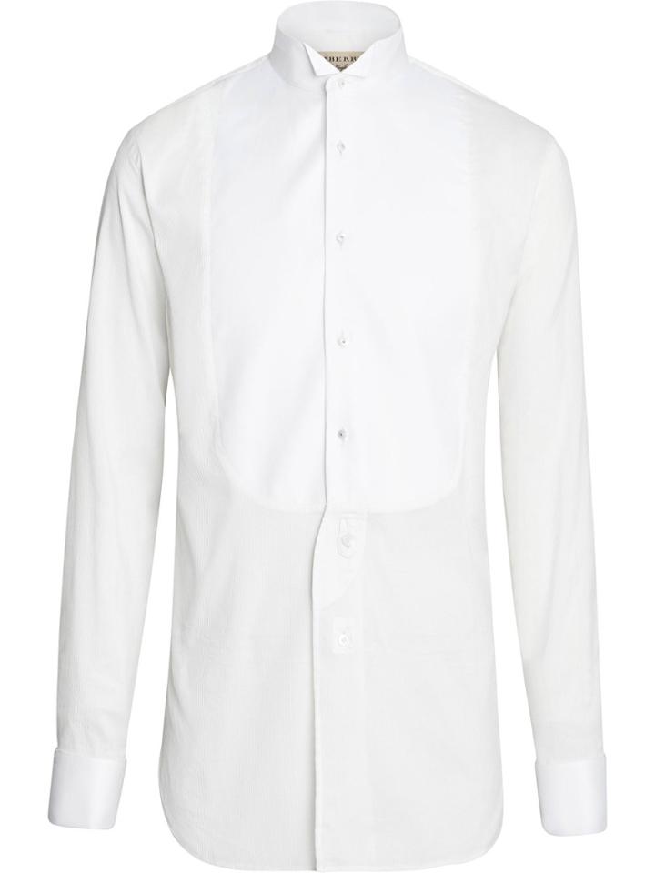 Burberry Modern Fit Panelled Bib Cotton Silk Evening Shirt - White