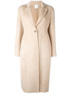 Agnona Single Button Mid Coat, Women's, Size: 46, Nude/neutrals, Alpaca/wool/cupro