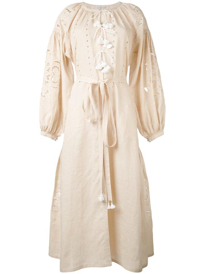 Vita Kin - Embroidered Shift Dress - Women - Linen/flax - S, Nude/neutrals, Linen/flax