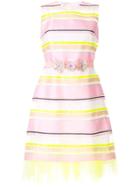 Delpozo Sheer Striped Belted Dress - Pink