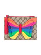 Gucci Kids Teen Rainbow Butterfly Gg Clutch - Brown