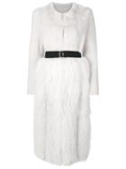 Blancha - Belted Long Fur Coat - Women - Mink Fur/merino - 42, White, Mink Fur/merino