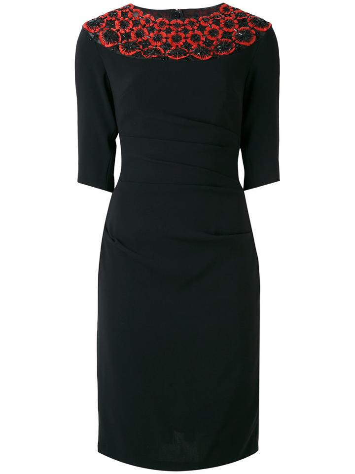 Talbot Runhof - Embellished Collar Dress - Women - Nylon/polyester/spandex/elastane/triacetate - 38, Black, Nylon/polyester/spandex/elastane/triacetate