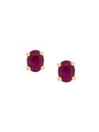Wouters & Hendrix Gold Ruby Stud Earrings - Pink