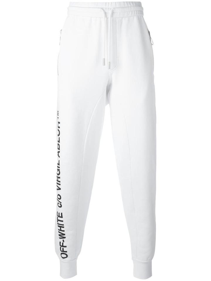 Off-white Zip Pocket Track Pants, Men's, Size: Large, White, Cotton