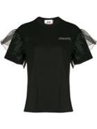Gcds Ruffled Tulle-embellished T-shirt - Black