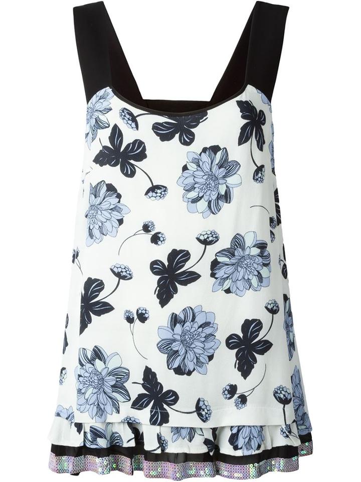 Twin-set Floral Ruffle Tank