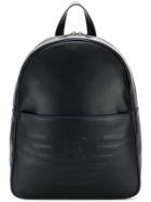 Emporio Armani Logo Embossed Backpack - Black