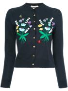 Muveil Floral Embroidered Cardigan - Blue