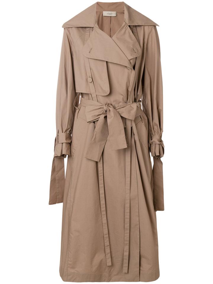 Maison Flaneur Belted Trench Coat - Brown